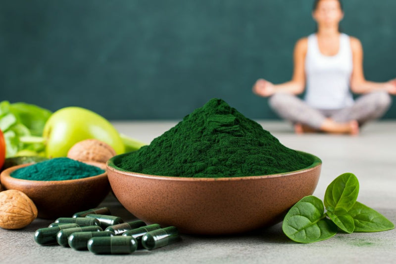 Tigela de spirulina moida