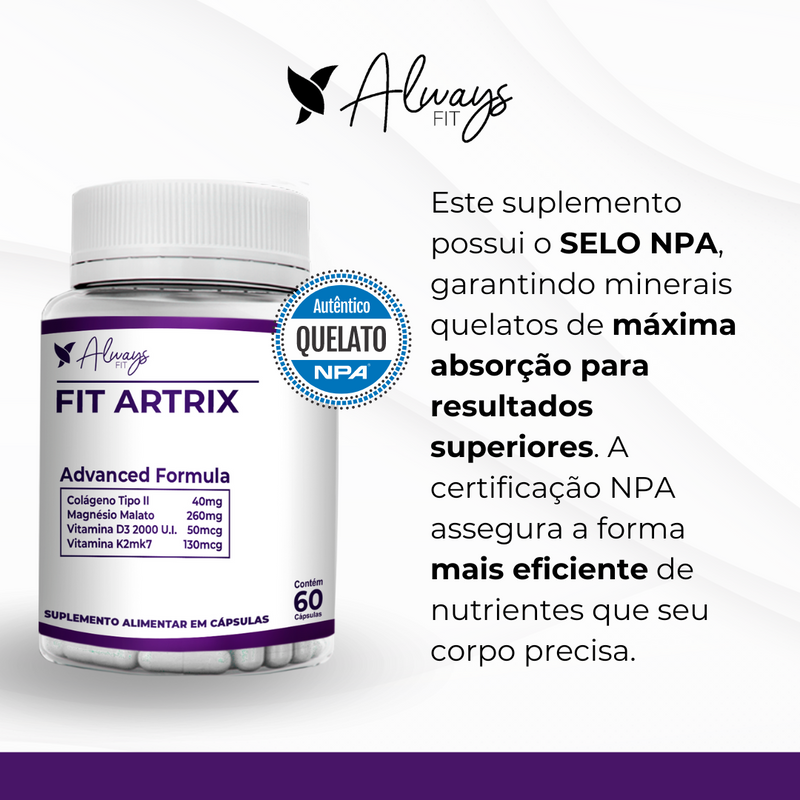 FitArtrix® - Reconstrução das Articulações (Colágeno tipo 2, Vitamina D3, Vitamina K2 MK7, Magnésio Dimalato)