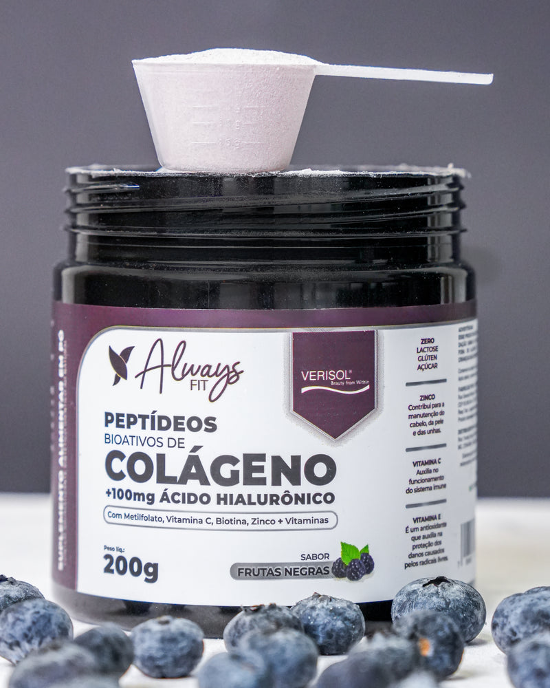 Colágeno Verisol Peptídeos Bioativos, 100mg Ácido Hialurônico, Metilfolato, Fibras + Vitaminas e Minerais