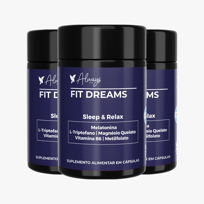 FitDreams® - Sleep e Relax - Melatonina, Magnésio, L-Triptofano, B6 e B9 (MetilFolato) - 30 Cápsulas