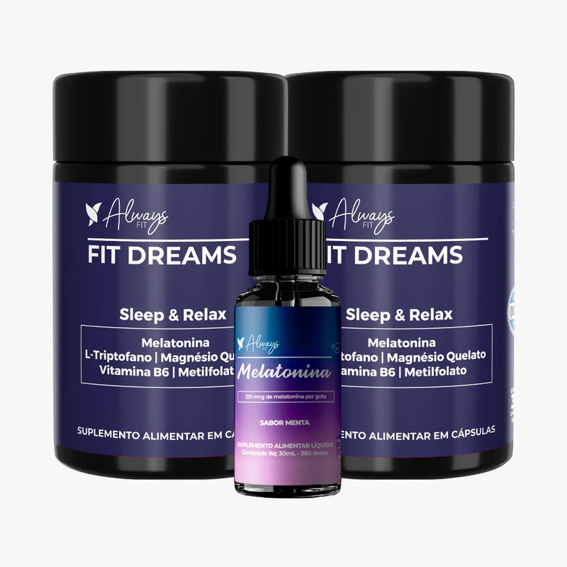 FitDreams® - Sleep e Relax - Melatonina, Magnésio, L-Triptofano, B6 e B9 (MetilFolato) - 30 Cápsulas