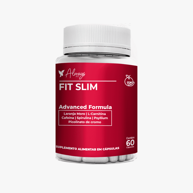 FitSlim - Controle de Apetite e Queima de Gordura - Laranja Moro, Caféina, Carnitina, Psyllium, Cromo e Spirulina