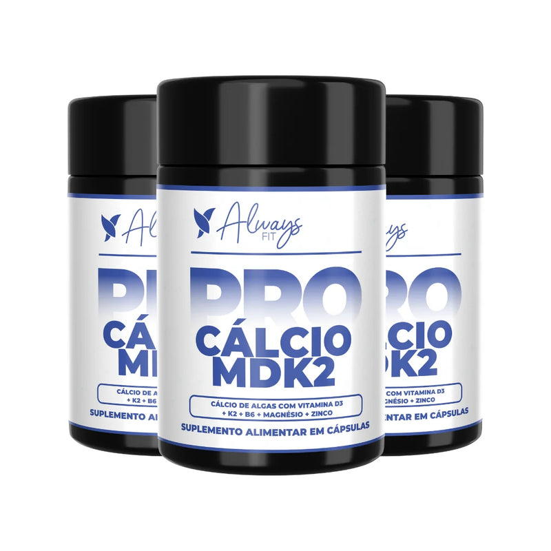 Pro Cálcio MDK2 - Cálcio de Algas, Vitamina D3, Vitamina K2 MK-7, Magnésio, Vitamina B6 e Zinco - 60 Cápsulas