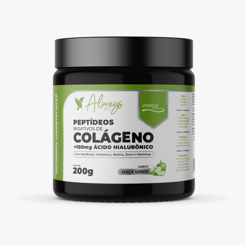 Colágeno Verisol Peptídeos Bioativos, 100mg Ácido Hialurônico, Metilfolato, Fibras + Vitaminas e Minerais