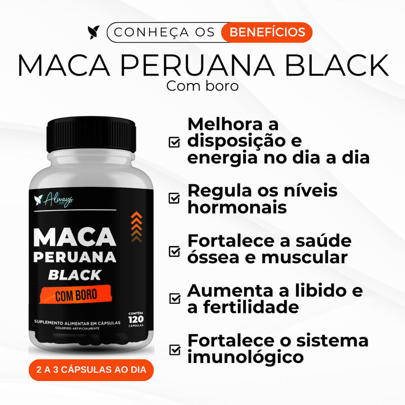 Maca Peruana Black(Negra) com Boro - Vitalidade e Disposição