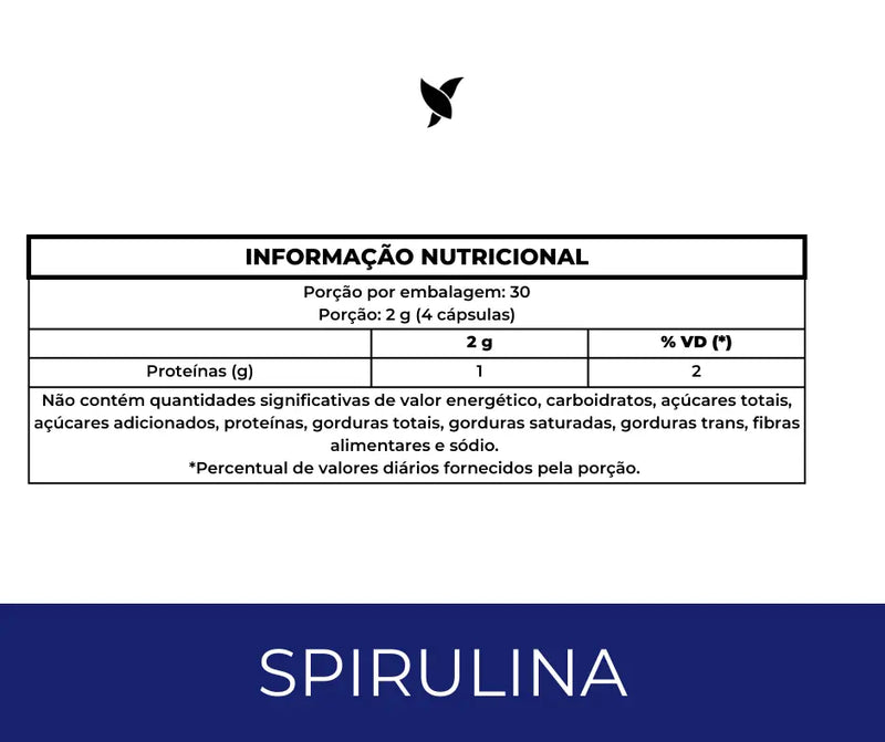 Spirulina 100% Pura - Super Alimento Verde - 120 Cápsulas