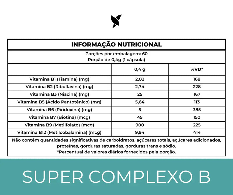 Super Complexo B - Dose Máxima (B9 Metilfolato e B12 MetilCobalamina)