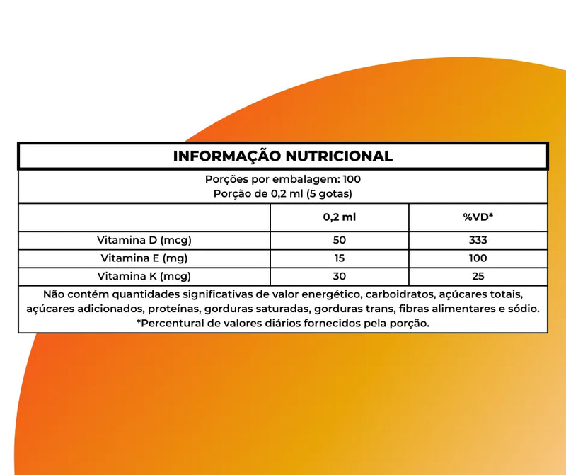 Vitamina D3+K2 (Mk-7) em Gotas