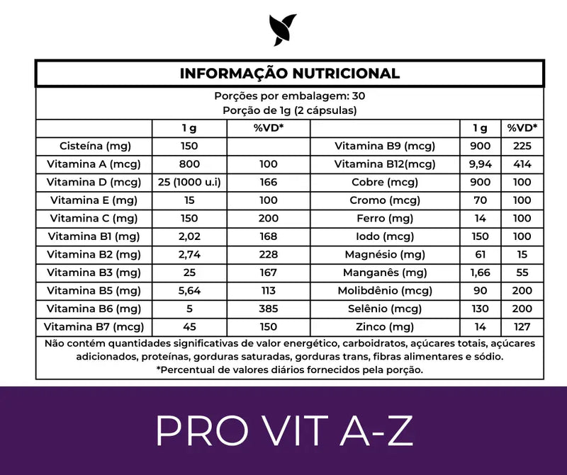 ProVit A-Z + NAC - Fórmula Metilada - Multivitamínico Concentrado - 60 Cápsulas