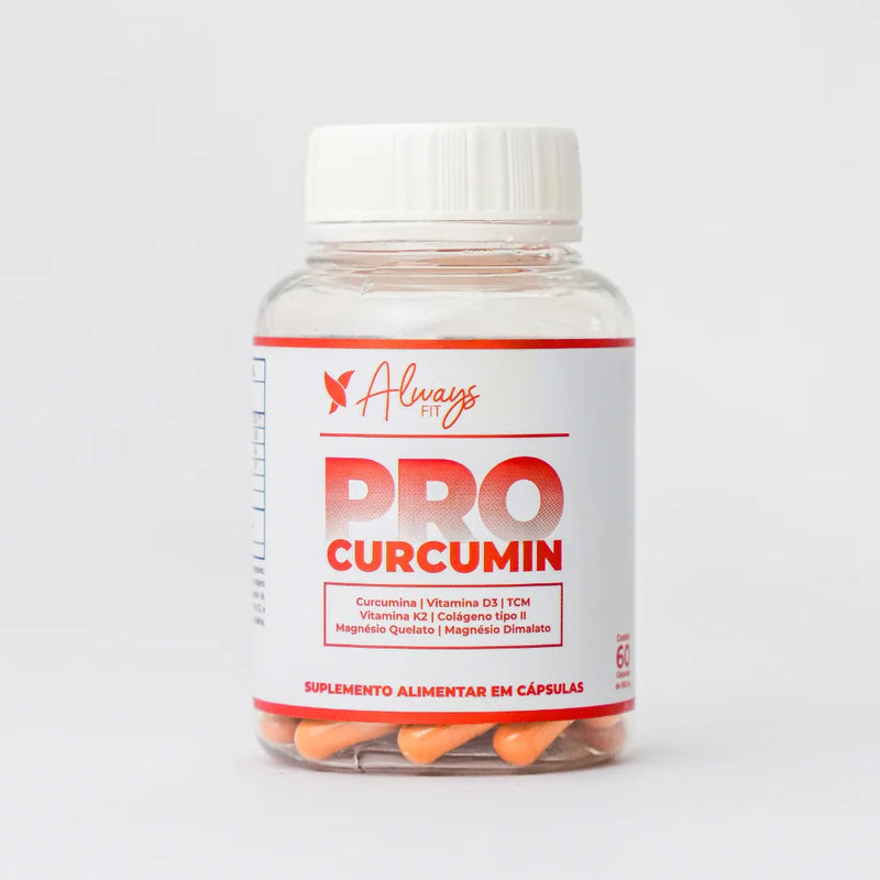 ProCurcumin - Dor Muscular e Articular Curcumina, Vitamina D3, K2, Magnésio, Colágeno Tipo 2 e TCM